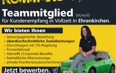 Teammitglied für Kundenempfang. Jetzt bewerben.